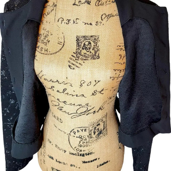 JESSICA HOWARD Vintage Womens Plus Sparkle Cropped Evening Jacket Size 16 Black - Picture 4 of 11